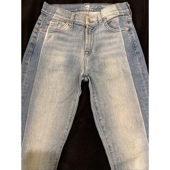7 For All Mankind-Wmns Roxanne Ankle Jeans-Lt Wash-SideStripe Frayed Hems-size25 - Picture 8 of 16